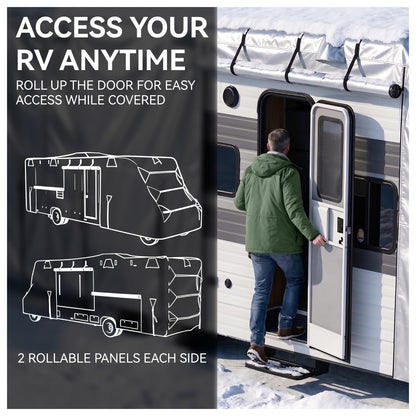 FRUNO Oxford Fabric Class C RV Cover Fits 23'-26' Waterproof Rip-Resistant Anti-UV Motorhome Camper Cover for Winter Snow with Jack Cover 4 Tire Covers and Gutter Covers 🍁 All In One Marketplace Canada