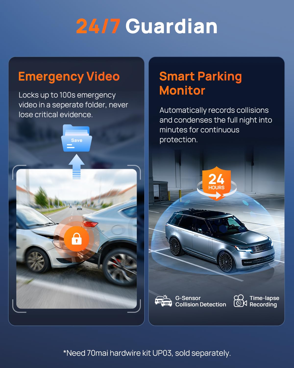 70mai 4K Front Dash Cam Built in WiFi, Smart Dash Camera for Cars, WDR, Night Vision, iOS/Android Mobile App, WDR, Night Vision, Loop Recording, Parking Monitor, Time-Lapse (M310 Plus 4K) (2160P) - Available at All In One Marketplace Canada
