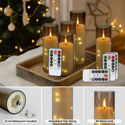 Pack of 24 Flickering Flameless Candles with Remote and 2/4/6/8 H Timer Led Embedded Light String Grey Candles(D2.17 x H 5" 6" 7") Moving Wick Candles for Christmas & &Wedding & Home Decor... 🍁 All In One Marketplace Canada
