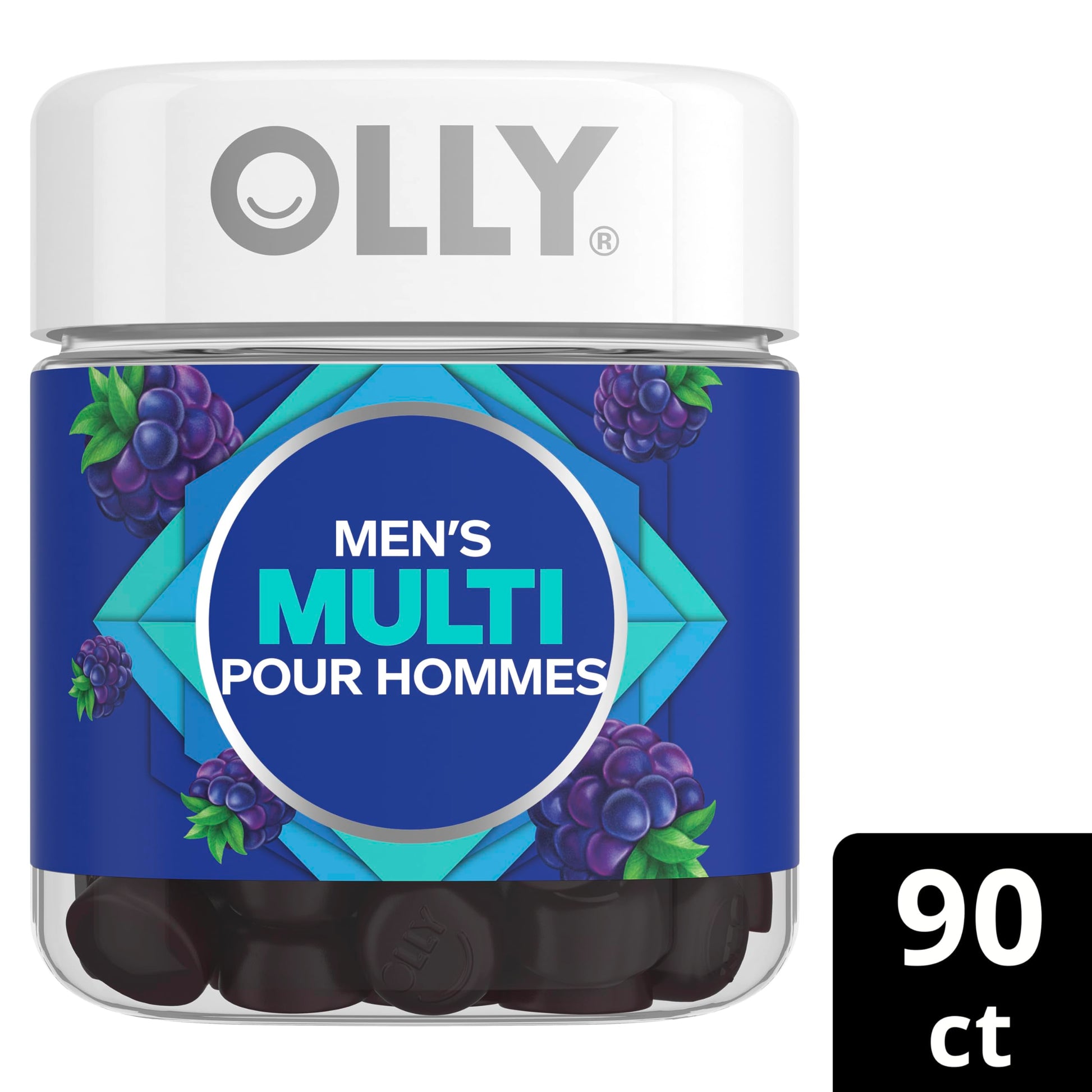 OLLY Men's Multi Gummy Supplement with no artificial flavours and colours Blackberry Blitz multivitamin to help support men's health 45 day supply 90 gummies