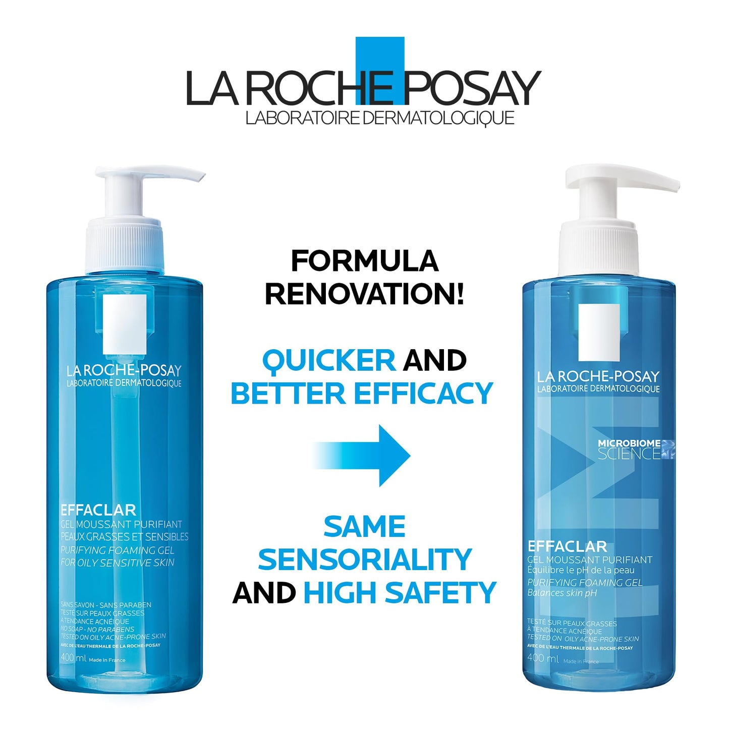 La Roche Posay Face Wash Gel Cleanser, Effaclar Gentle Purifying Foaming Gel for Oily and Sensitive Acne-Prone Skin. Alcohol-free, Soap-Free, Paraben-free, Non-Comedogenic, 400mL