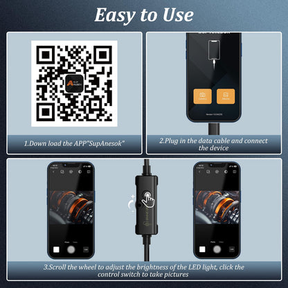 Endoscope Camera with Light, Ennovor 1920P HD, Endoscope Inspection with 8 Adjustable LED Lights, Borescope with Flexible Rigid Snake Camera, IP67 Waterproof and No WiFi Required, for Android iOS
