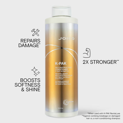 Joico K-PAK Daily Reconstructing Conditioner, Heat Protectant, Moisturizing Cleansing, Repair Damaged Hair, with Keratin and Primrose Oil, Sulfate-Free Joico