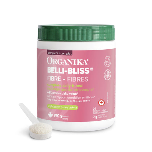 Organika Canadian-Made Belli Bliss Fibre | High Fibre Blend, 4 Diverse Sources of Fibre | Supports Digestive Health, Constipation Relief, Weight Control - Unflavoured, 420g - Available at All In One Marketplace Canada