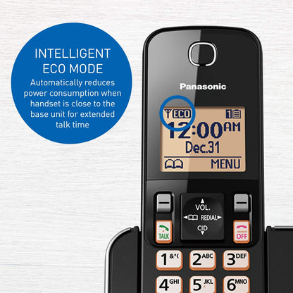 Panasonic DECT 6.0 Expandable Cordless Phone with Call Block - 1 Cordless Handset - KX-TGC380CB (Black)