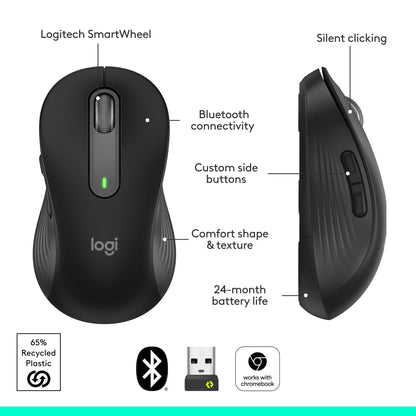 Logitech Signature M650 L Full Size Wireless Mouse Large Sized - Black