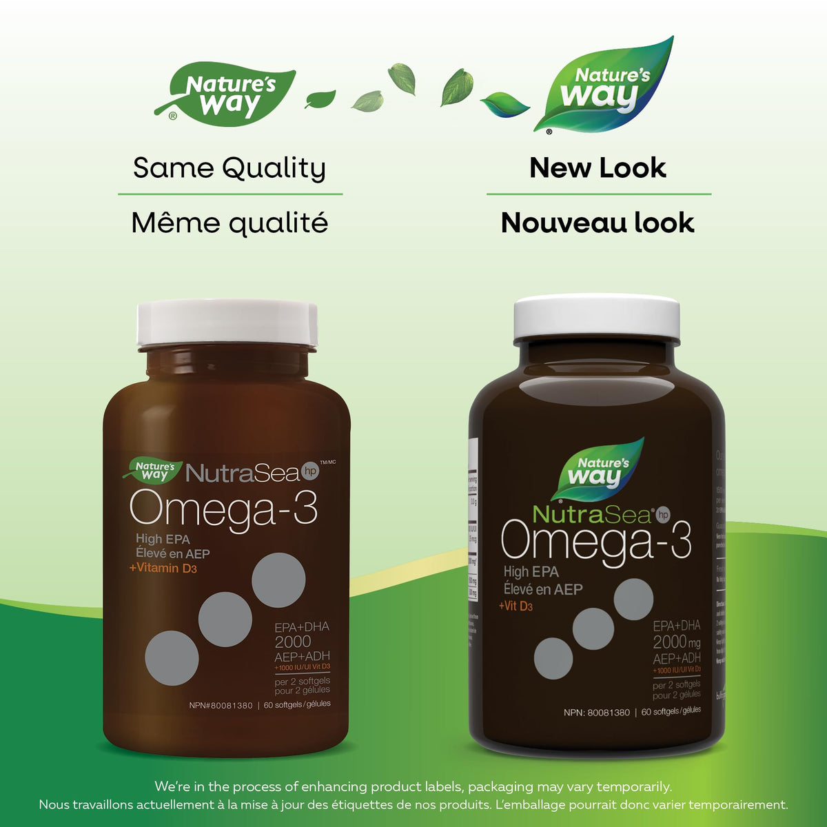 Nature's Way NutraSea HP Omega 3 + Vitamin D Softgels Supplement with Fish Oil – High Potency – Heart, Brain, Bone & Immune Support for Adults and Kids Ages 9+ – EPA & DHA + 1000IU D3, 60 Softgels