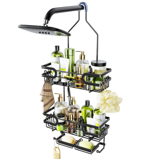 HapiRm Shower Caddy Hanging - 3 Tier Over Shower Head Caddy, No Drilling Shower Organizer Hanging with 2 Soap Holder & 12 Hooks, Bathroom Shower Shelves for Shampoo, Soap - Available at All In One Marketplace Canada