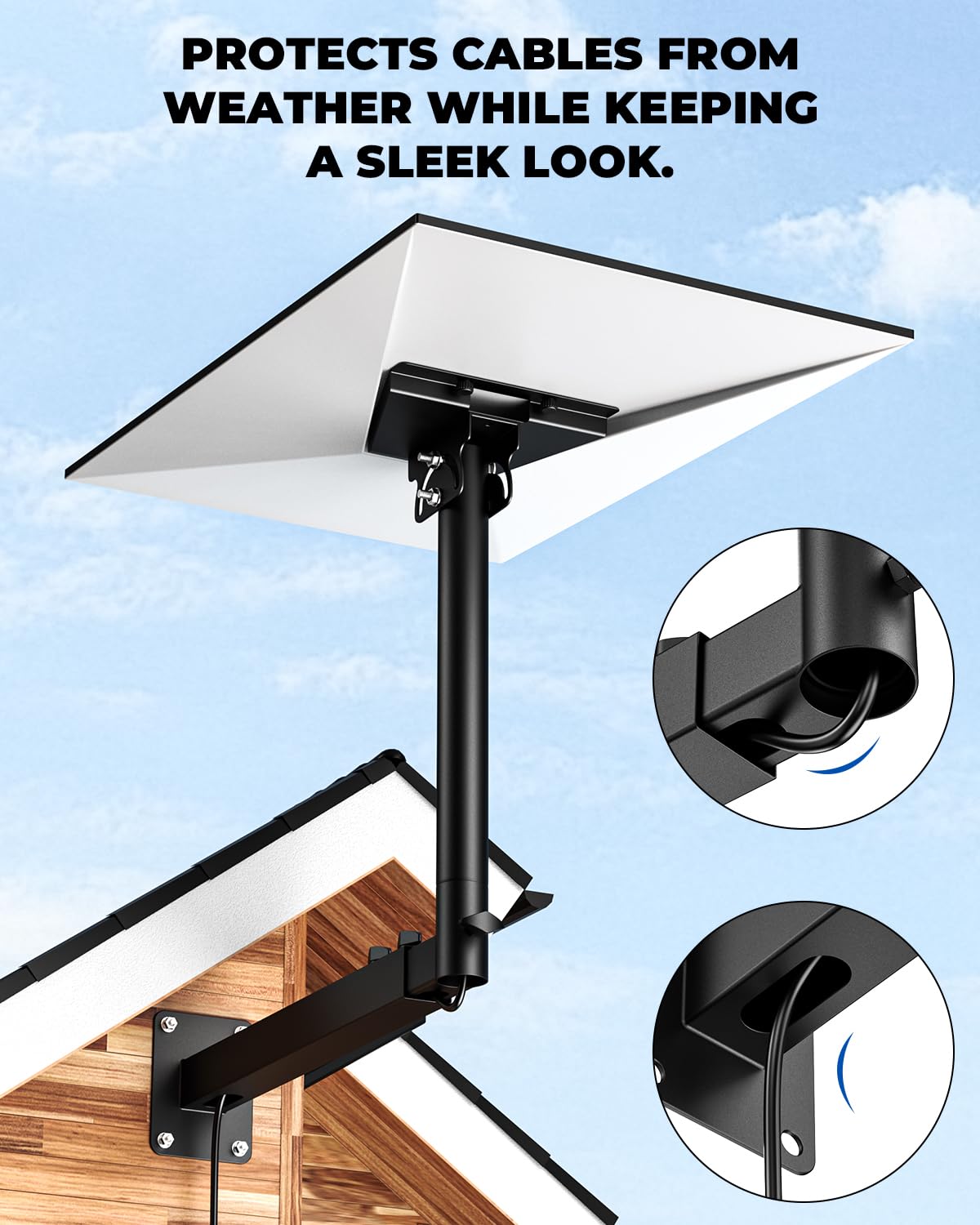 Starlink Mount, 360°Adjustable Starlink Gen 3 Mount Telescoping Support Arm with Pipe Adapter, Rustproof, Weatherproof for Concrete Walls/Wood Walls, Easy Installation for Starlink Standard 4/4X/V3
