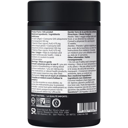 Sports Research® CoQ10 (100mg) Enhanced w/Coconut Oil & Bioperine (Black Pepper) for Better Absorption | Vegan Certified, Non-GMO Verified (120 Veggie Softgels) - Available at All In One Marketplace Canada