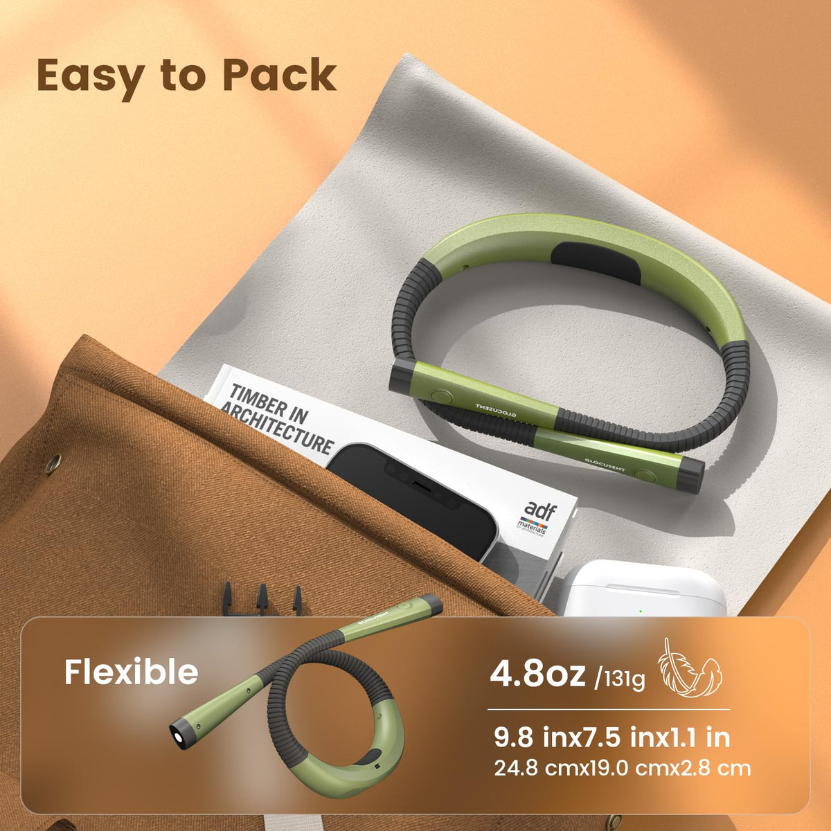 Glocusent Book Light, 80-Hr Rechargeable Reading Light, Bendable Neck Light 🍁 All In One Marketplace Canada