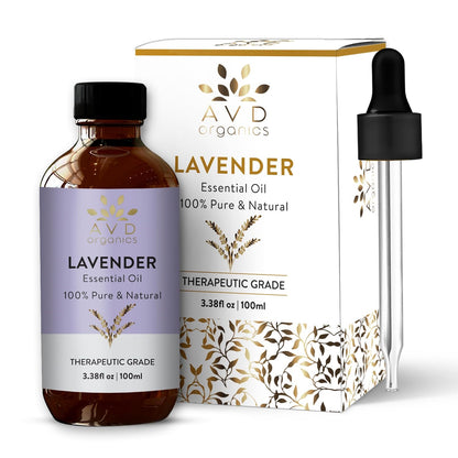 AVD Organics Lavender Essential Oils 100ml | 100% Pure & Natural Lavender Oil Skin | Massage, Aromatherapy, Diffuser, Laundry & Meditation | 3.38 fl. oz