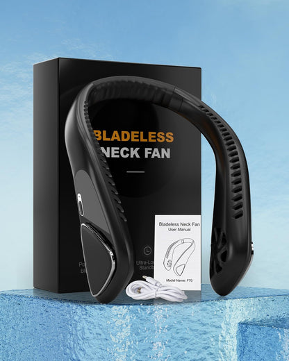 Personal Neck Fan, 6000mAh Neck Fans Portable Rechargable Battery Operated Wearable Bladeless Neck Fan-3 Speeds (Classic Black) - Available at All In One Marketplace Canada
