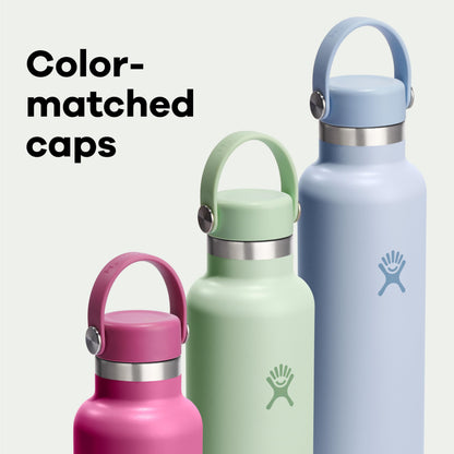 Hydro Flask Stainless Steel Standard Mouth Water Bottle with Flex Cap and Double-Wall Vacuum Insulation,Trillium, 24 Ounces