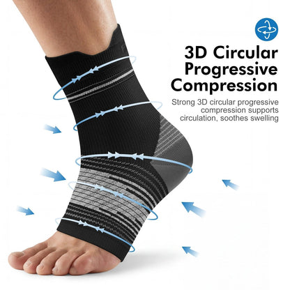 Plantar Fasciitis Sock (6 Pairs) for Men and Women, Ankle Brace Compression Socks with Arch Support for Achilles Tendonitis, Heel Pain, Swelling & Arthritis Relief, Black, Large - Available at All In One Marketplace Canada
