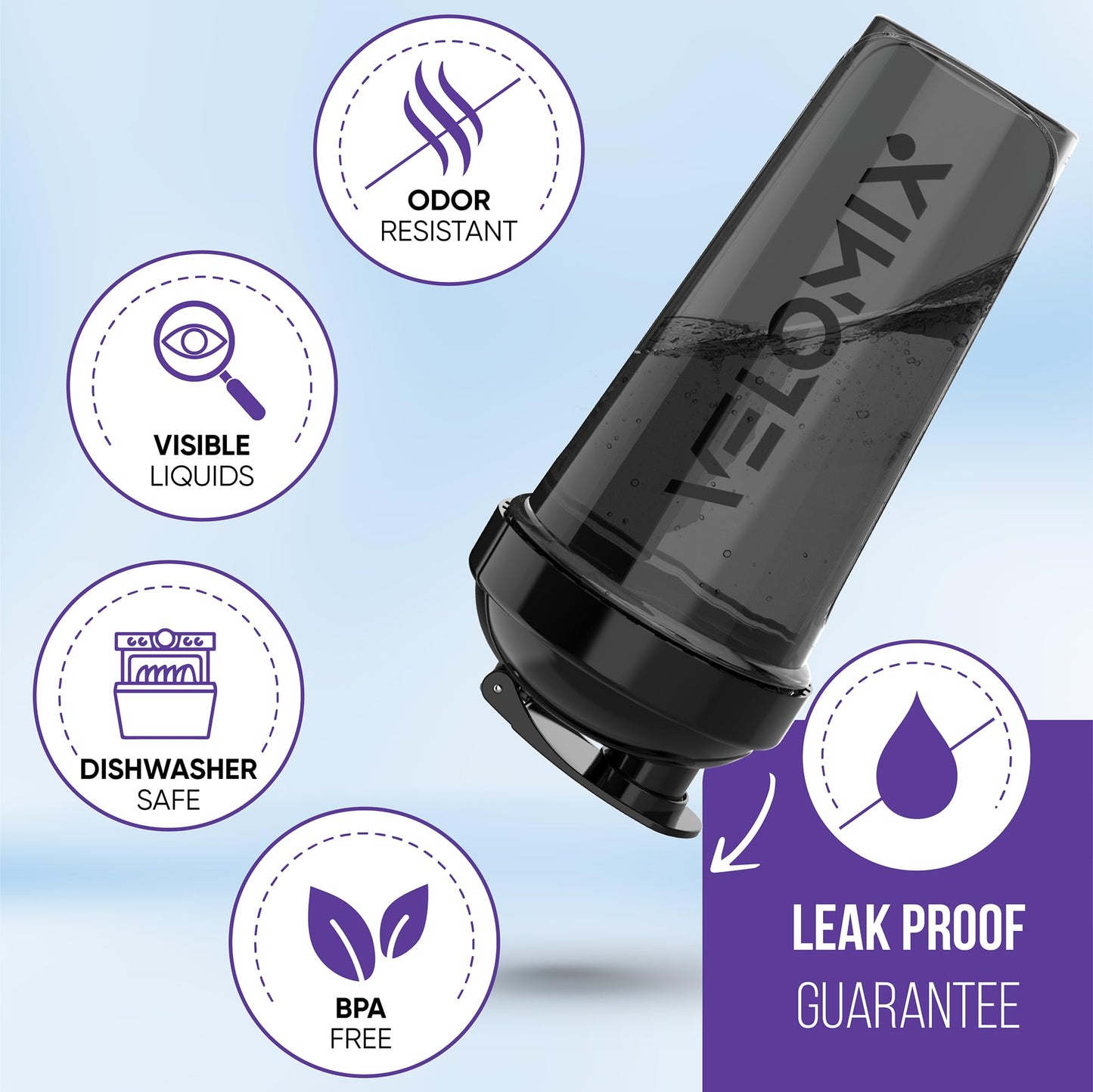 VELOMIX -4 PACK- 28 oz Protein Shaker Bottle for Protein Mixes - 4x Wire Whisk | Leak Proof Shaker Cups for Protein Shakes | Protein Shaker Bottle Pack | Protein Shake Cup(Silver Mix) - Available at All In One Marketplace Canada