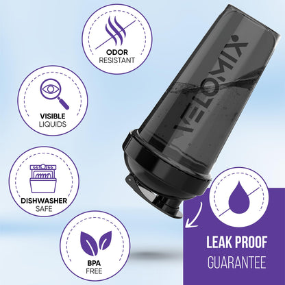 VELOMIX -4 PACK- 28 oz Protein Shaker Bottle for Protein Mixes - 4x Wire Whisk | Leak Proof Shaker Cups for Protein Shakes | Protein Shaker Bottle Pack | Protein Shake Cup(Silver Mix) - Available at All In One Marketplace Canada