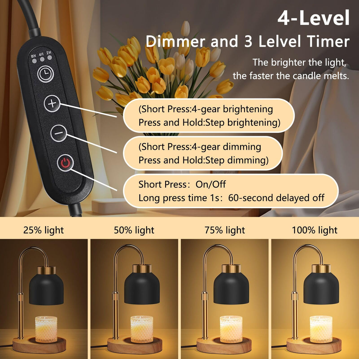 WUEAOA Candle Warmer Lamp with Timer & Dimmer, Height Adjustable 🍁 All In One Marketplace Canada