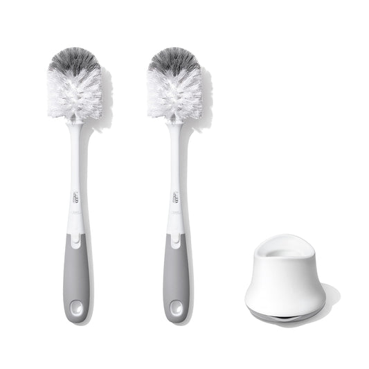 OXO Tot Bottle Brush with Nipple Cleaner and Stand – Gray, 2-Pack OXO Tot