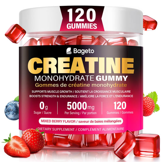 Creatine Monohydrate Gummies 5000mg for Men & Women, Gomitas de 5g Creatine Monohydrate,120 Pre Workout Gummies for Muscle Strength, Mixedberry (Pack of 1) - Available at All In One Marketplace Canada