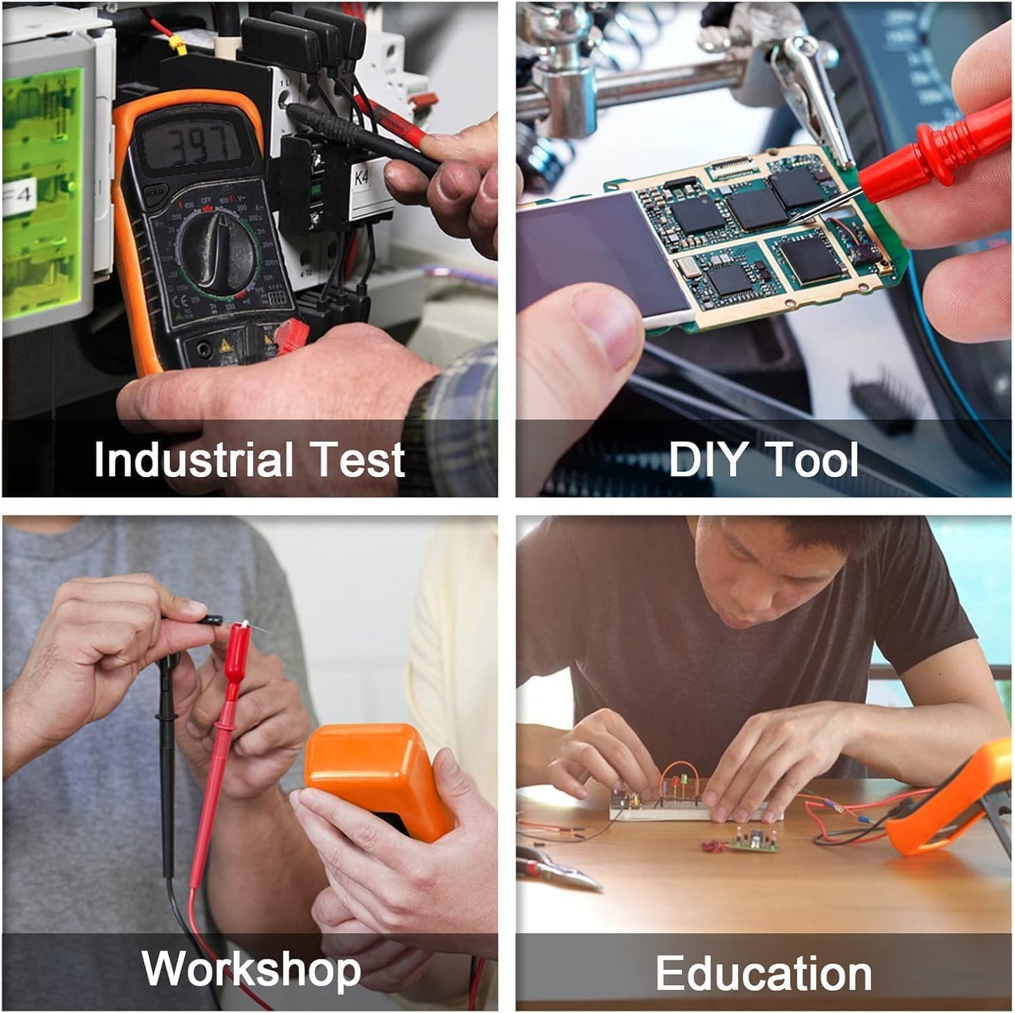 Digital Multimeter Voltmeter Battery Voltage Multi Tester AC DC Volt OHM Amp Current Meter Circuit Continuity Resistance Diode Electrical Tester with Test Leads Backlight LCD Display