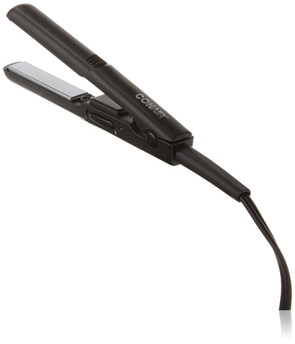 Conair Mini Pro CS80XAC 1/2-Inch Hair Straightener, 56°F (180°C) High Heat, Dual Voltage, 13mm Flat Iron, Black, Travel flat iron Conair
