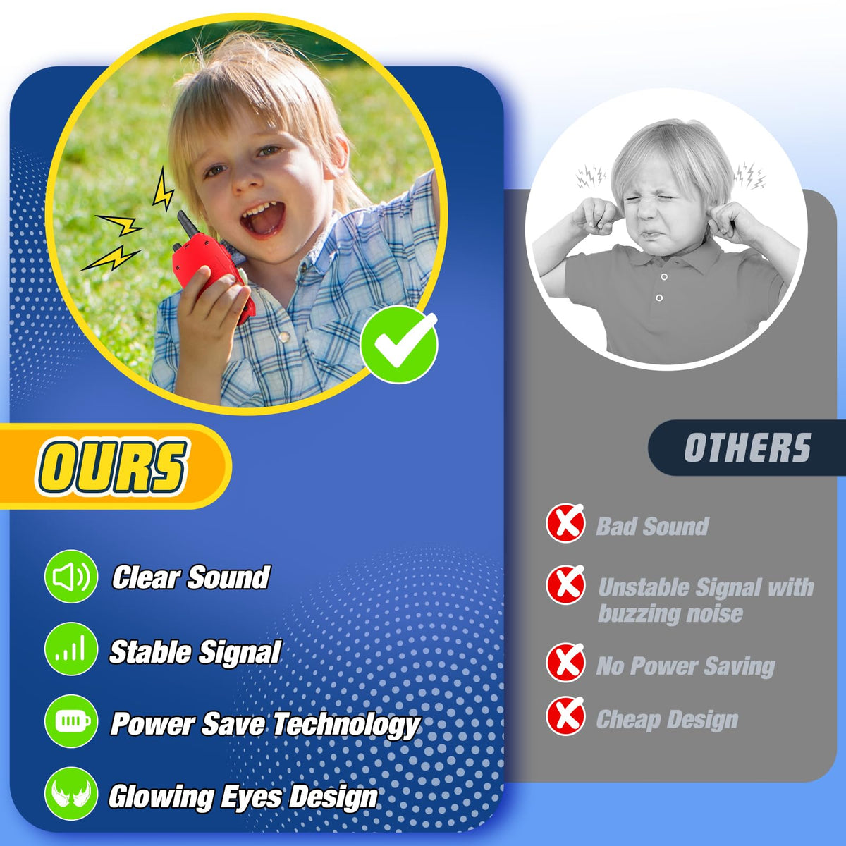 Walkie Talkies for Kids 3 Pack, Exssary Toys for 3 4 5 6 Year Old Boys Kids Walkie Talkie Amazing Christmas Birthday Gifts for Boy Girl Age 3-5 6-8 Camping Backyard Outdoor Toys 🍁 All In One Marketplace Canada