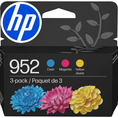 Original HP 952 Cyan, Magenta, Yellow Ink Cartridges (3-Pack) | Works with HP OfficeJet 8702, HP OfficeJet Pro 7720, 7740, 8210, 8710, 8720, 8730, 8740 Series | Eligible for Instant Ink | N9K27AN