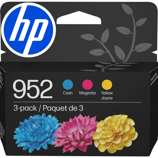 Original HP 952 Cyan, Magenta, Yellow Ink Cartridges (3-Pack) | Works with HP OfficeJet 8702, HP OfficeJet Pro 7720, 7740, 8210, 8710, 8720, 8730, 8740 Series | Eligible for Instant Ink | N9K27AN