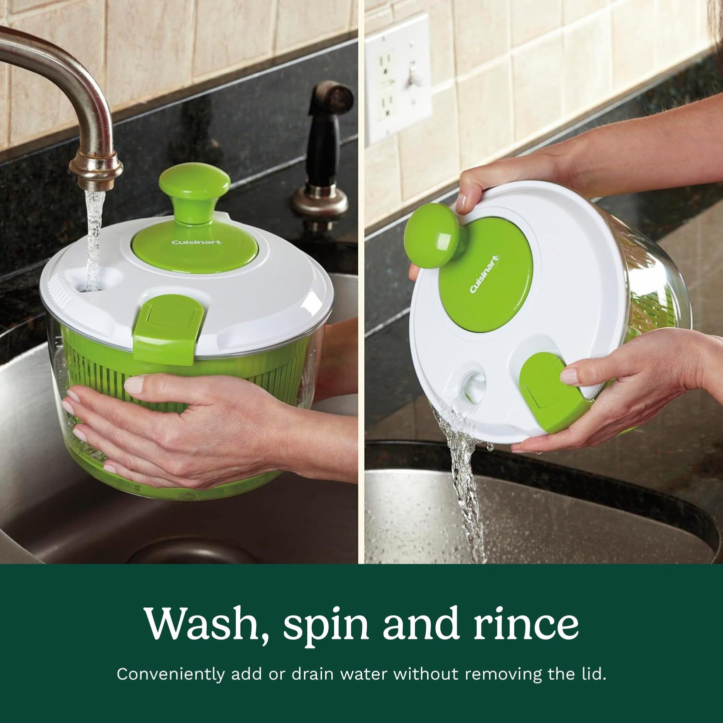 Cuisinart Salad Spinner with Easy-to-Spin Knob, 3-Qt Capacity (CTG-00-SSASC)
