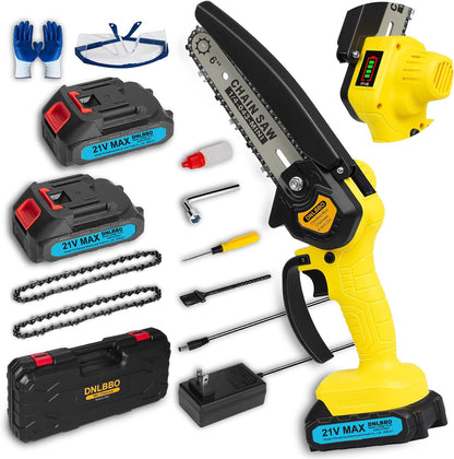 Mini Chainsaw - 6 Inch Battery Chainsaw with Power Display, 2 Batteries Included, Garden Tool for Tree Branch Trimming & Wood Cutting, Ideal Holiday Gifts for Men, Fathers & Gardening Enthusiasts 🍁 All In One Marketplace Canada
