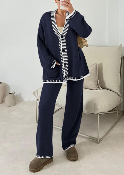 PRETTYGARDEN Women's Fall 2 Piece Knit Sweater Lounge Set(Navy,M) 🍁 All In One Marketplace Canada
