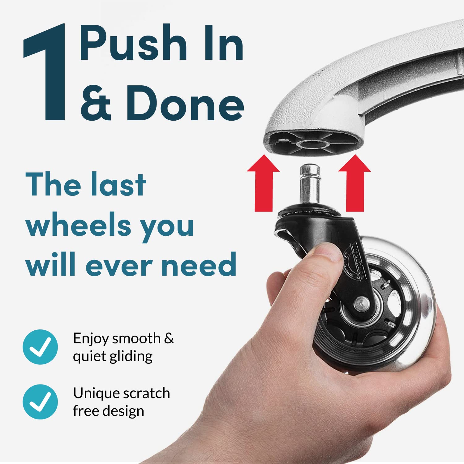 Lifelong Office Chair Wheels Replacement Rubber Chair Casters for Hardwood Floors and Carpet, Set of 5, Heavy Duty Casters for Chairs to Replace Office Chair Mats - Fits 98% - Available at All In One Marketplace Canada