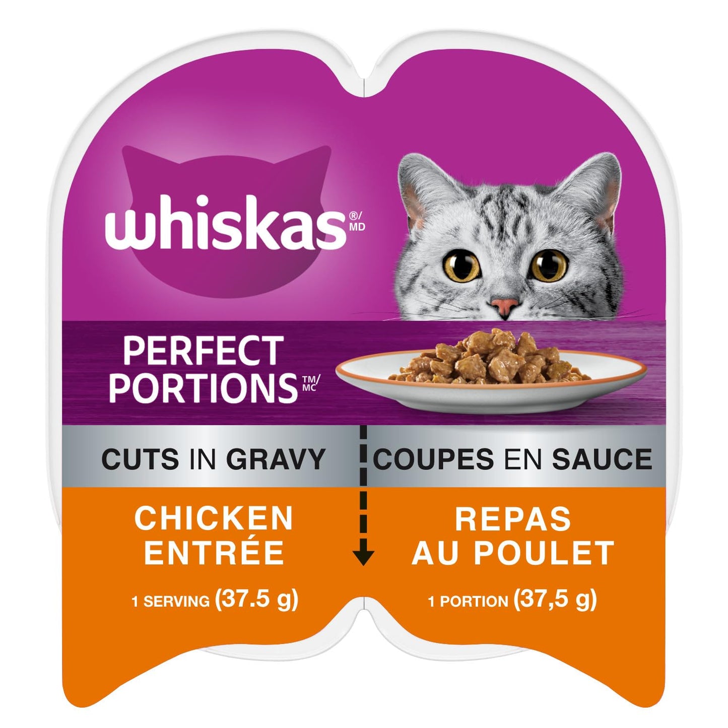 WHISKAS Perfect PORTIONS Kitten Wet Cat Food, Chicken Flavour, 75g whiskas