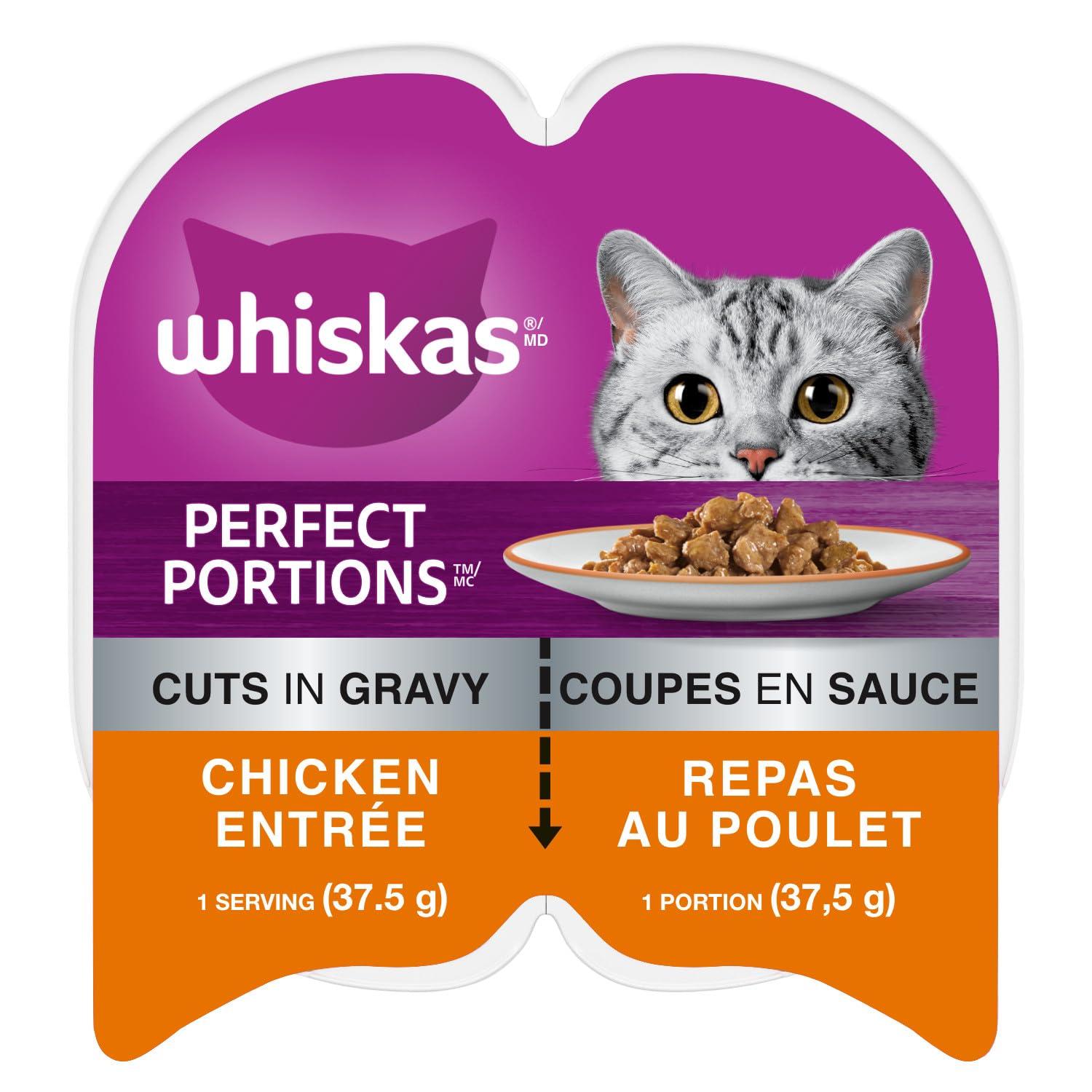 WHISKAS Perfect PORTIONS Kitten Wet Cat Food, Chicken Flavour, 75g whiskas