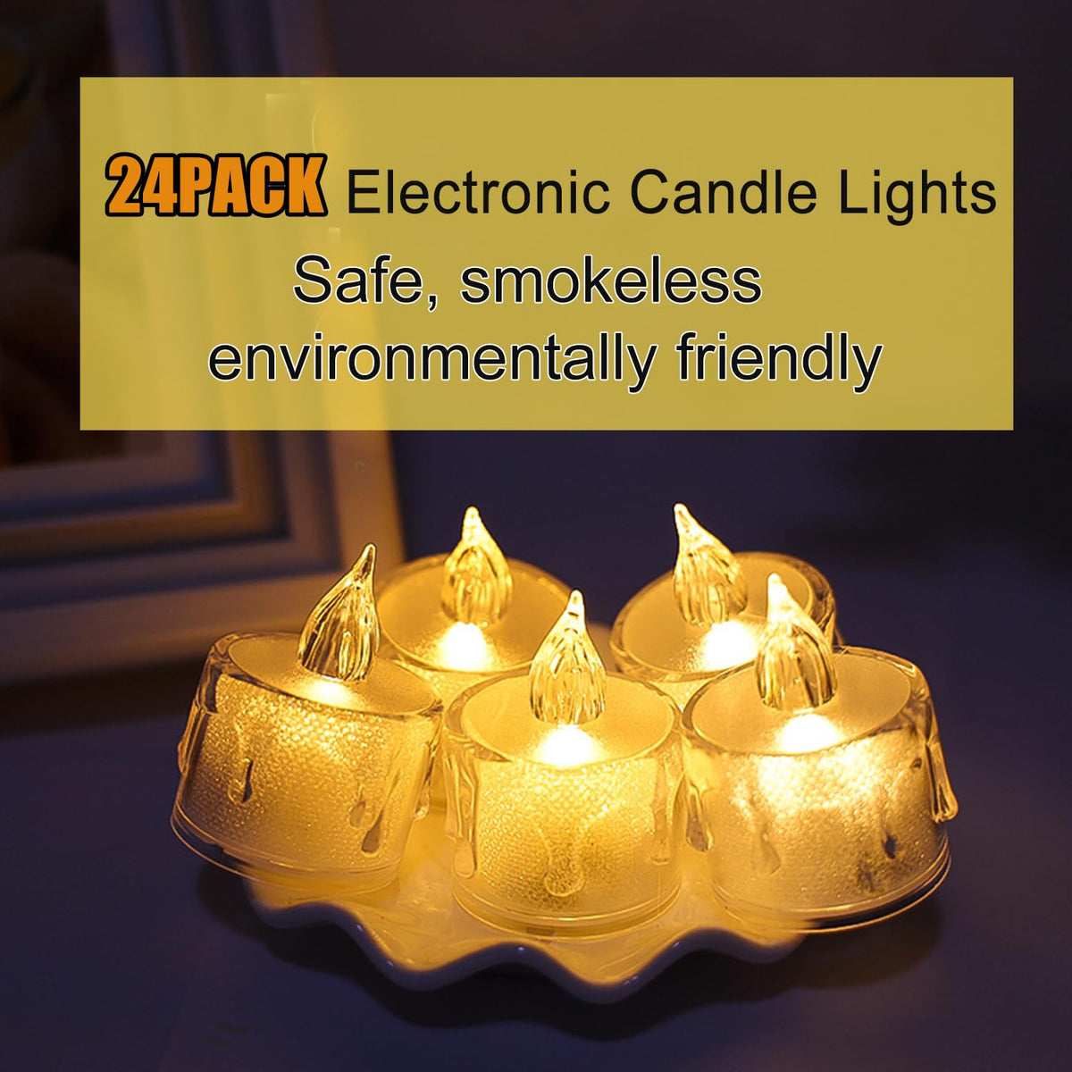 SupBri 24Pack Flameless Tea Lights Candles Battery Operated, Crystal Led Tealight Candles,Votive Candles Electric Fake Candles for Wedding Valentines Halloween Christmas 🍁 All In One Marketplace Canada