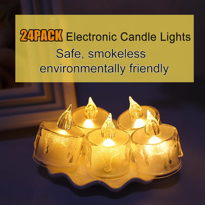 SupBri 24Pack Flameless Tea Lights Candles Battery Operated, Crystal Led Tealight Candles,Votive Candles Electric Fake Candles for Wedding Valentines Halloween Christmas 🍁 All In One Marketplace Canada