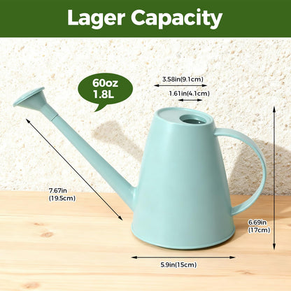 Bamworld Watering Can for Indoor Plants Long Spout Watering Cans for Garden Plants Indoor Outdoor Small Water Can for House Flower 1.8L 60oz 1/2 Gallon(Green)