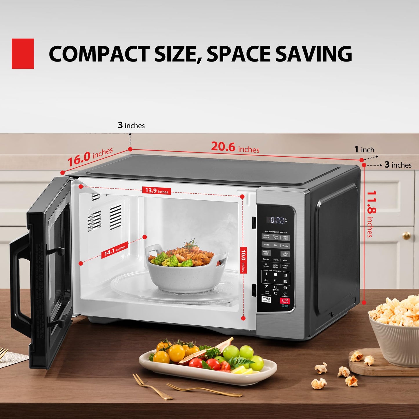 TOSHIBA ML-EM31P(SS)/CA Microwave Oven with Smart Sensor, Easy Clean Interior, ECO Mode, and Sound On/Off, 1.2 Cu. ft, Stainless Steel - Available at All In One Marketplace Canada
