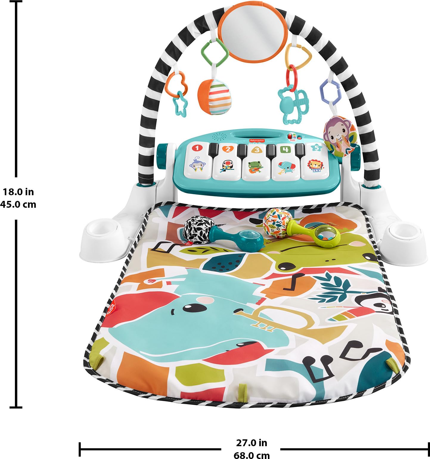 Fisher-Price Baby Musical Toy Set Glow and Grow Kick & Play Piano Gym Blue Playmat with 2 Rattle Maracas for Newborns Ages 0+ Months - Available at All In One Marketplace Canada