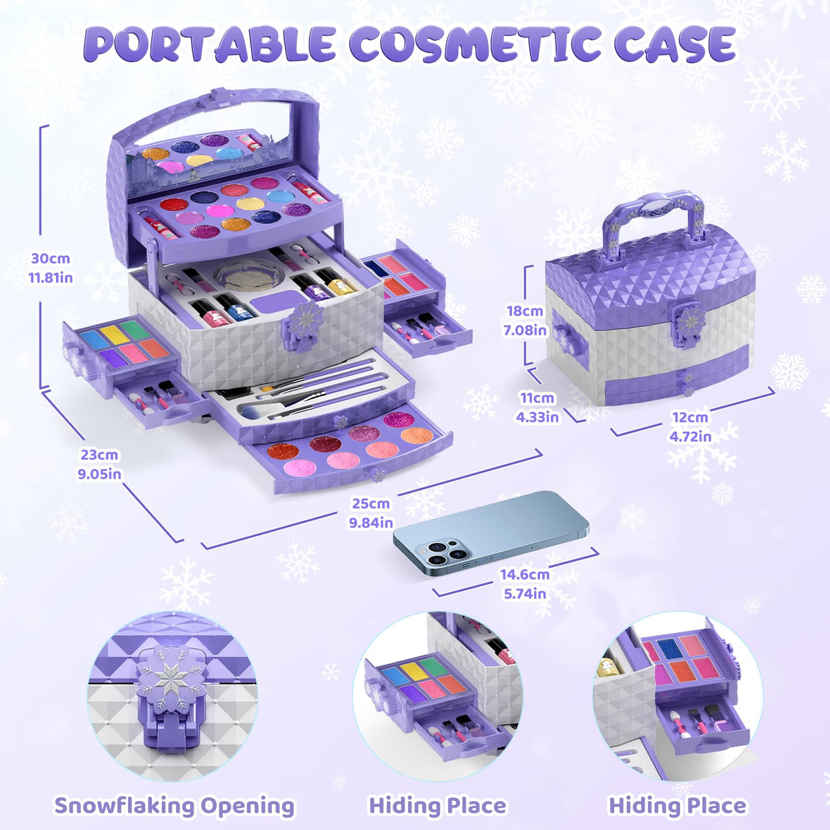 PERRYHOME Kids Makeup Set for Girl 56 Pcs Washable Real Cosmetic, Safe & Non-Toxic Frozen Toys Toddler Makeup Kit, Princess Dress up Game Christmas & Birthday Girl Gift for 3-12(Frozen Purple) 🍁 All In One Marketplace Canada