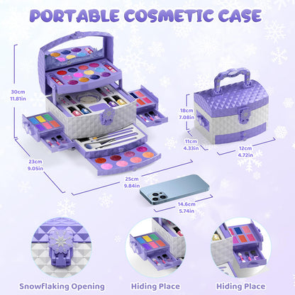 PERRYHOME Kids Makeup Set for Girl 56 Pcs Washable Real Cosmetic, Safe & Non-Toxic Frozen Toys Toddler Makeup Kit, Princess Dress up Game Christmas & Birthday Girl Gift for 3-12(Frozen Purple) 🍁 All In One Marketplace Canada