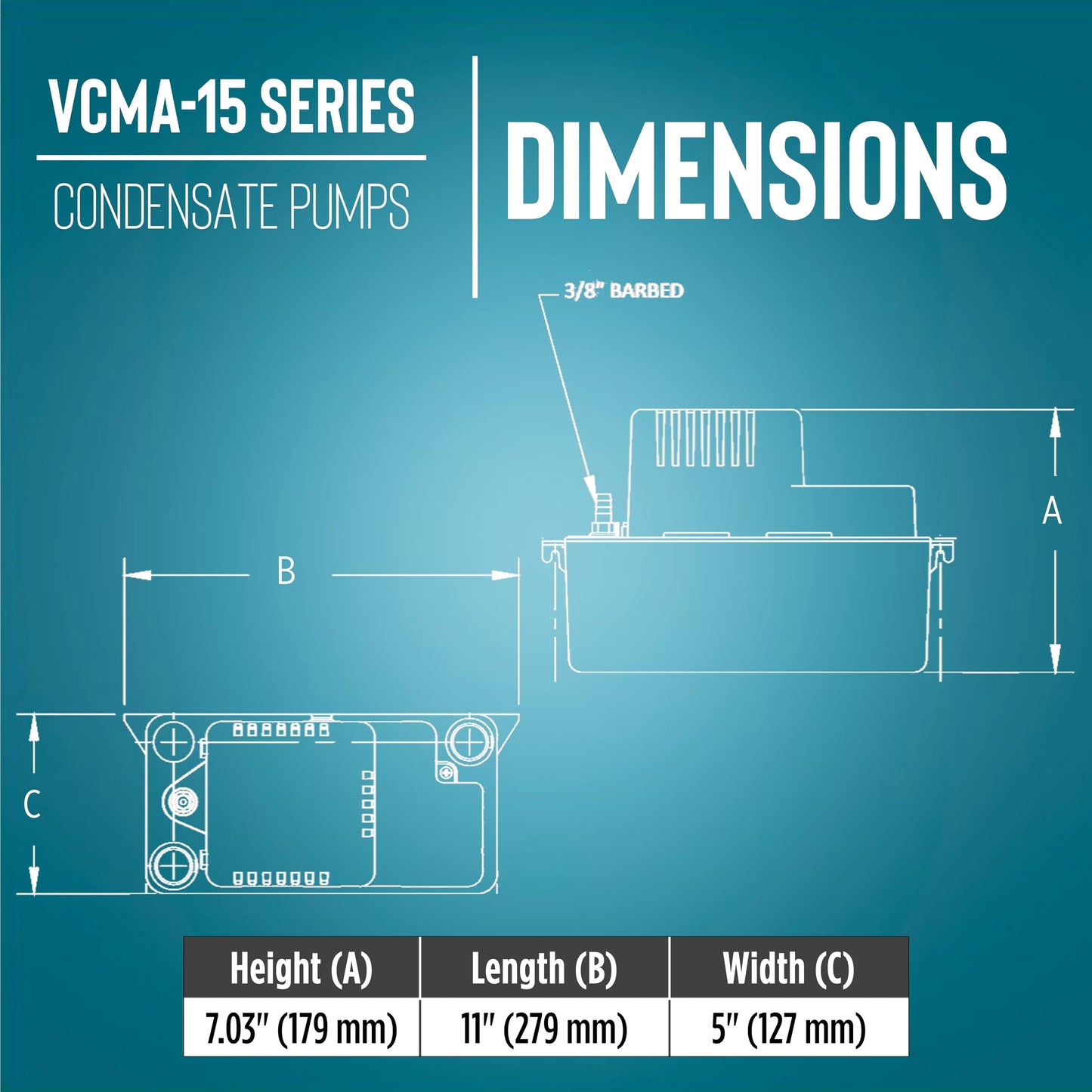 Little Giant VCMA-15ULST 115 Volt, 65 GPH, 1/50 HP Automatic Condensate Removal Pump for HVAC/Refrigeration Systems/Dehumidifiers with Overflow Detection Switch and 20-Foot Tubing, Black/White, 554415 🍁 All In One Marketplace Canada