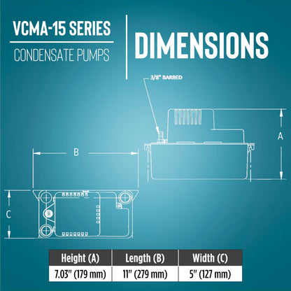 Little Giant VCMA-15ULST 115 Volt, 65 GPH, 1/50 HP Automatic Condensate Removal Pump for HVAC/Refrigeration Systems/Dehumidifiers with Overflow Detection Switch and 20-Foot Tubing, Black/White, 554415 🍁 All In One Marketplace Canada