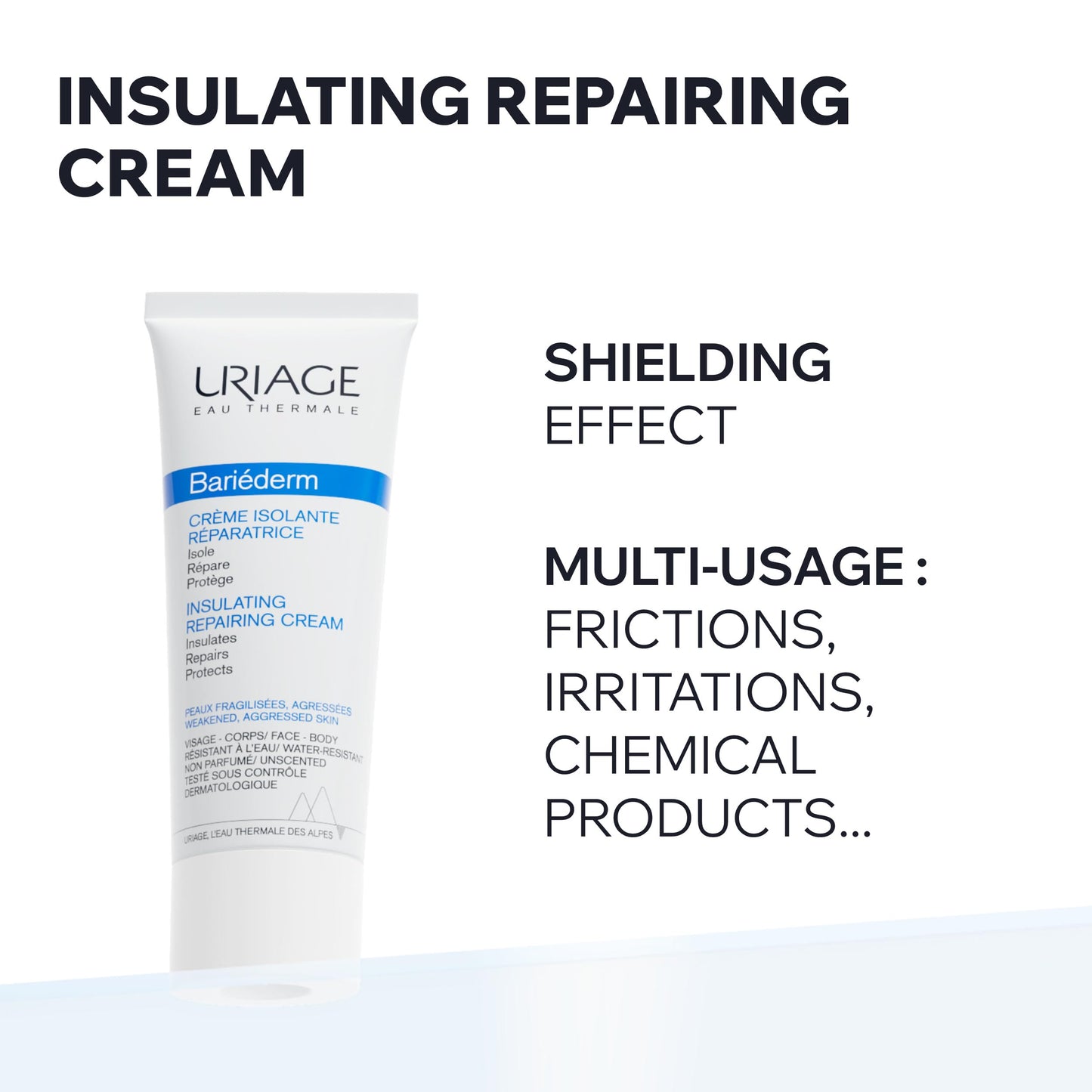 Uriage Bariéderm Insulating Repairing Cream - Anti-Friction Solution, Insulates & Deeply Repair - Protects from Irritation, Chafing & Rubbing - High Tolerance, Water-Resistant - Family Friendly - 75ml Uriage