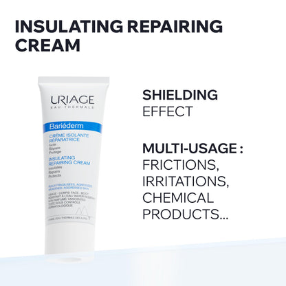 Uriage Bariéderm Insulating Repairing Cream - Anti-Friction Solution, Insulates & Deeply Repair - Protects from Irritation, Chafing & Rubbing - High Tolerance, Water-Resistant - Family Friendly - 75ml Uriage