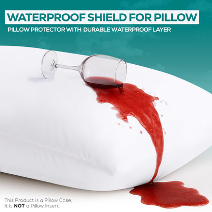 Utopia Bedding Set of 4 Waterproof Pillow Protectors with Zipper Queen Size (White), Ultra Soft Pillow Covers, Bed Bug and Dust Mite Proof Pillow Encasements, Moisture Wicking Pillow Cases