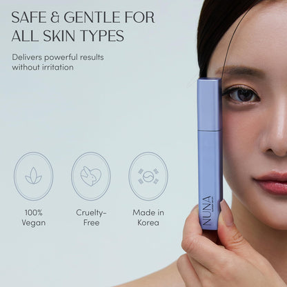 NUNA Eyelash Growth Support Serum 6ml – Eye Lash and Eyebrow Enhancing Serum for Women & Men with Biotin - Korean Multi Peptide & Natural Extracts – Promotes Fuller and Longer Lashes - 6 Month Supply - Available at All In One Marketplace Canada