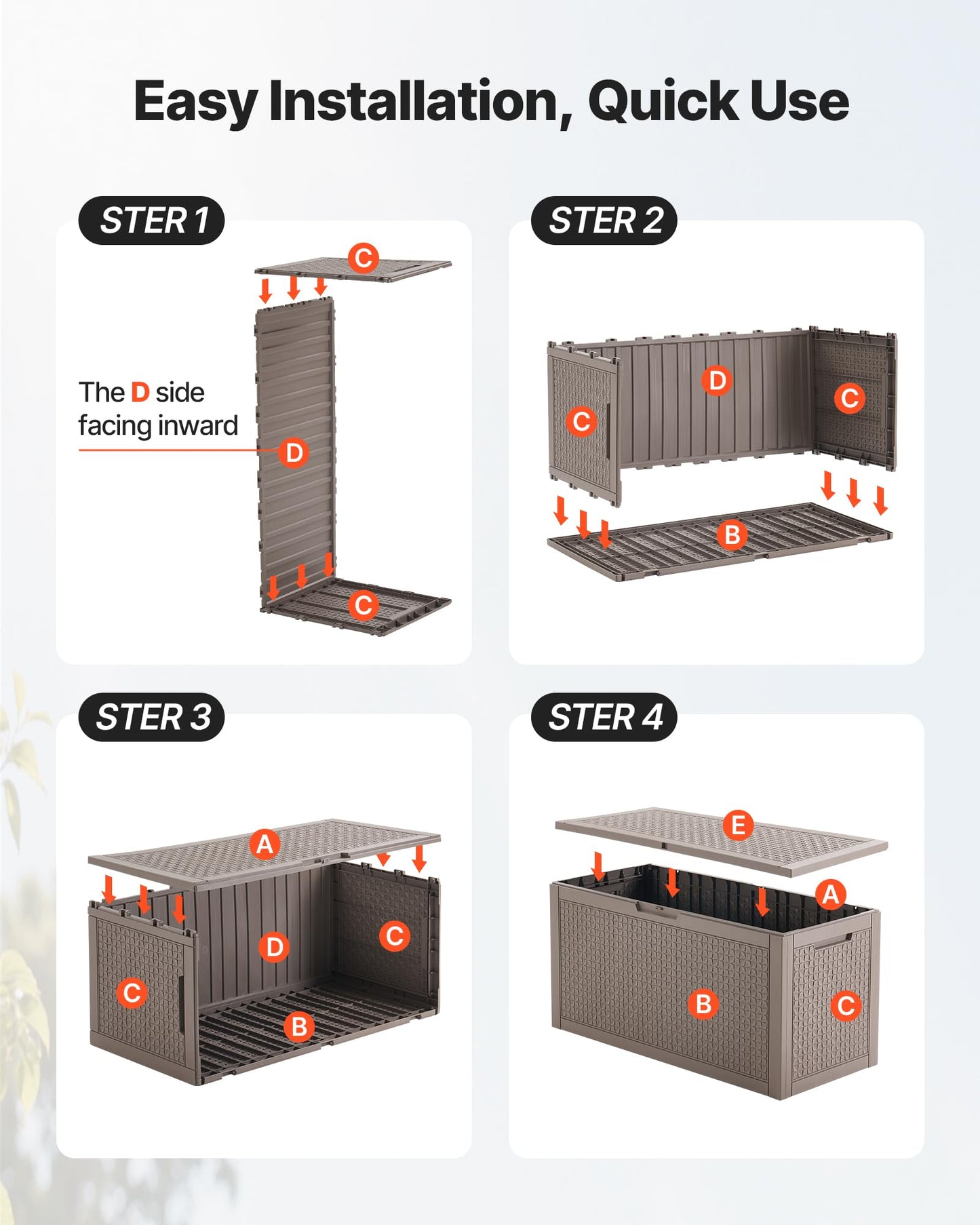 VEVOR Outdoor Storage Box, 100 Gallon Resin Deck Box, Backyard Outside Toy and Towel Storage Cabinet Waterproof, for Patio Furniture Cushions, Garden Tools, Pool Supplies & Package Delivery 🍁 All In One Marketplace Canada
