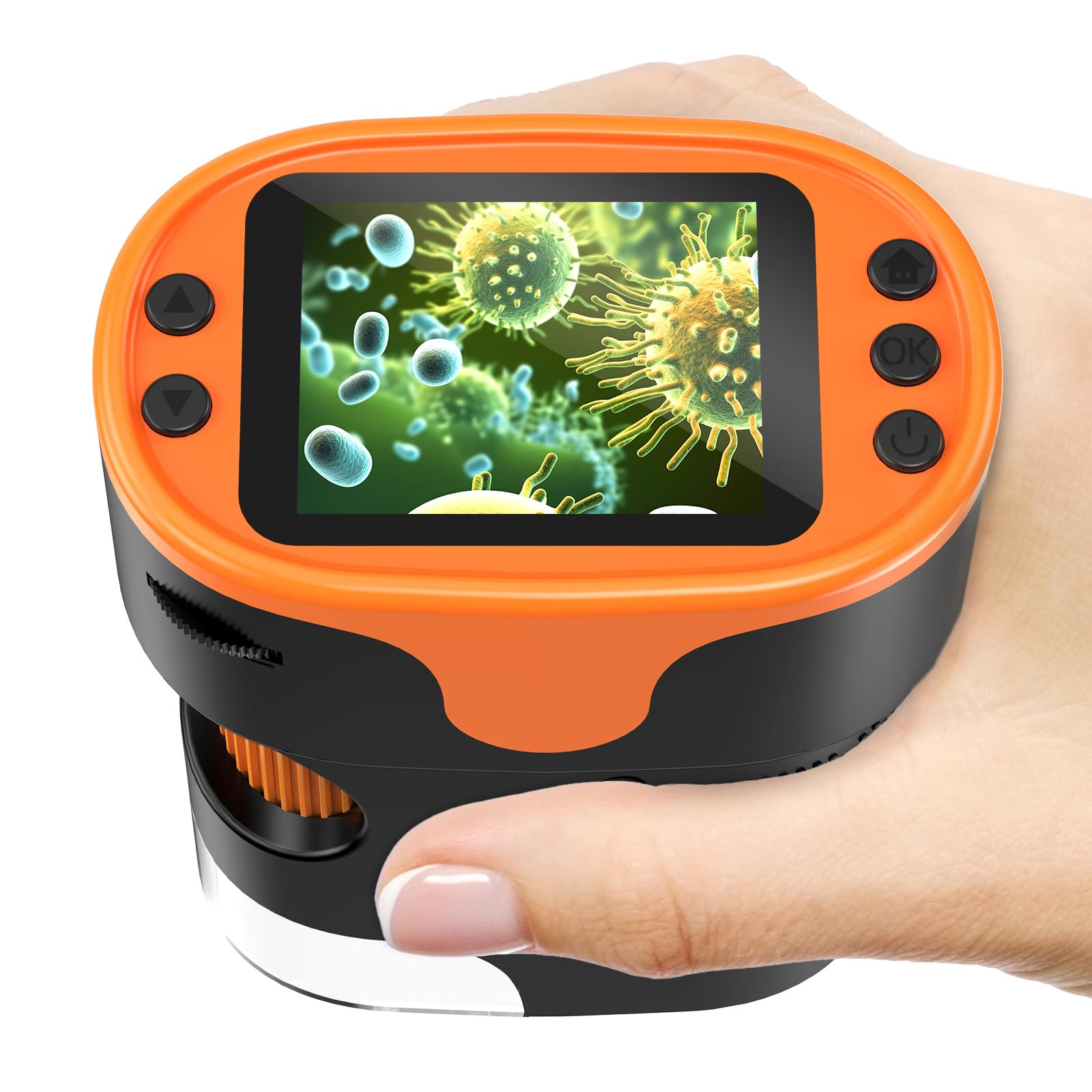 1000X Handheld Digital Microscope for Kids - 4K 2.0" Screen, Rechargeable Mini Labster Portable Pocket Scope, Includes Slides Kit - Science Gadget Edu Boy Girls Gift Ages 4-12
